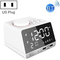K11 Bluetooth alarm clock speaker creatieve digitale muziek klok display radio met dubbele USB-interface ondersteuning U disk/TF-kaart/FM/AUX US plu - thumbnail