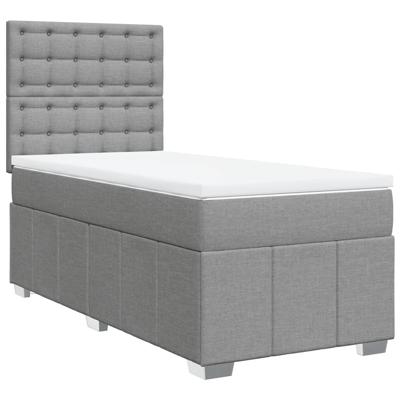 Boxspring met matras stof lichtgrijs 140x190 cm