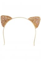Diadeem Kattenoortjes Glittergoud - thumbnail
