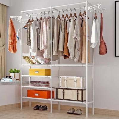 Slaapkamer vloer eenvoudige mobiele Coat Rack hanger (wit)