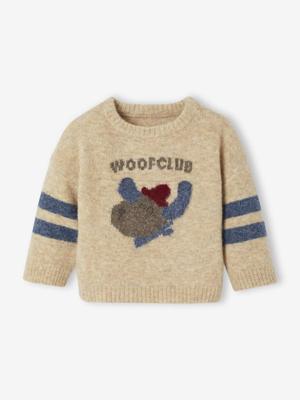 Gebreide trui voor baby's met jacquardmotief gemêleerd beige Gebreide trui voor baby's met jacquardmotief gemêleerd beige