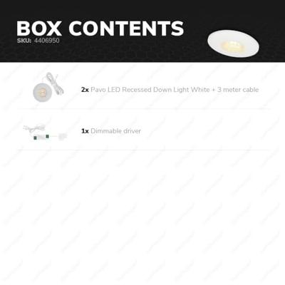 Set van 2 Pavo - Platte LED ipbouwspots met lage inbouwdiepte 12mm - 3 Watt 300 Lumen - 2700K Warm wit - Dimbaar - Rond - Meubelspot - IP44 waterdicht - Wit Set van 2 Pavo - Platte LED ipbouwspots met lage inbouwdiepte 12mm - 3 Watt 300 Lumen - 2700K Warm wit - Dimbaar - Rond - Meubelspot - IP44 waterdicht - Wit