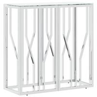 Wandtafel 70x30x70 cm roestvrij staal en glas zilverkleurig - thumbnail