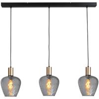 Masterlight 3-lichts hanglamp - goud -Porto met Diamond smoke glazen - 2711-05-02-100-3-5 - thumbnail