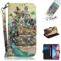 3D gekleurde tekening dieren patroon horizontale Flip lederen case voor Galaxy A20e met houder & card slots & portemonnee - thumbnail