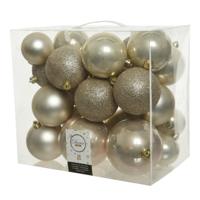 Decoris kerstballen set Plastic 26st parel 6-8-10cm - thumbnail