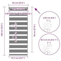 Zebra rolgordijn 65x100 cm stofbreedte 60,9 cm lichtgrijs - thumbnail