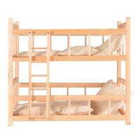 Houten poppenstapelbed met trappetje en bekleding - thumbnail