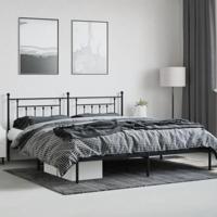 Bedframe met hoofdbord metaal zwart 193x203 cm - thumbnail