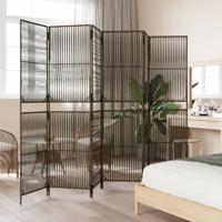 Kamerscherm 6 panelen poly rattan bruin - thumbnail