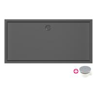 Douchebak Xenz Mariana | 160x90x4 cm | Incl.Afvoersifon-Chroom | Acryl | Rechthoekig | Zwart mat - thumbnail