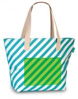 Fabrizio strandtas 30 liter gestreept blauw - thumbnail