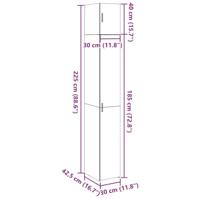 Opbergkast smal 30x42,5x225 cm bewerkt hout bruin eikenkleurig - thumbnail