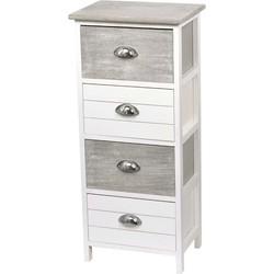 Gebor - Zeer Mooie Ladekast Met 4 Laden 86x37x27cm - Ladekast – Mdf/paulownia – Wit/grijs – Opbergen – Meubel –