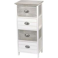 Gebor - Zeer Mooie Ladekast Met 4 Laden 86x37x27cm - Ladekast – Mdf/paulownia – Wit/grijs – Opbergen – Meubel – - thumbnail