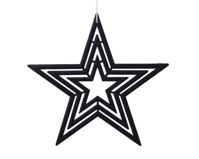 Ornament plastic ster b37,5h37,5 cm zwart KSD - Ksd