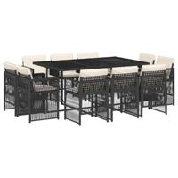 11-delige Tuinset met kussens poly rattan zwart - thumbnail