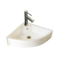 Fonteinset Sanilux Quartz Keramiek Hoekfontein 32x32x13cm met 1/2" Yara kraan Chroom - thumbnail