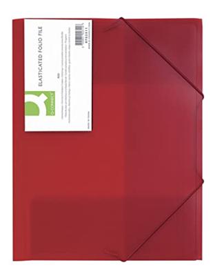Q-CONNECT elastomap, A4, 3 kleppen en elastieken, transparant PP, rood