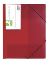 Q-CONNECT elastomap, A4, 3 kleppen en elastieken, transparant PP, rood - thumbnail