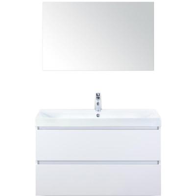 Maxx XL Badmeubelset 100 cm - Wit Hoogglans - Wastafel Just 1 Kraangat met Spiegel