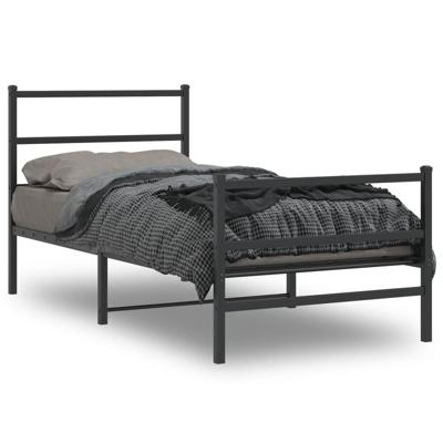 Bedframe met hoofd- en voeteneindemetaal zwart 90x190 cm