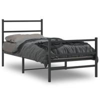 Bedframe met hoofd- en voeteneindemetaal zwart 90x190 cm - thumbnail