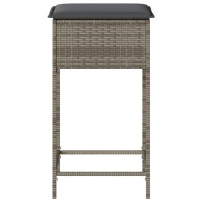 Tuinbarkrukken met kussens 2 st poly rattan grijs - thumbnail