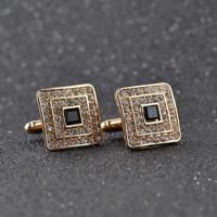 Klassieke luxe Strass Crystal Square aangepaste glazuur mannen Cufflink mannelijke Franse Shirt Cuff links bruiloft (licht geel gouden kleur) - thumbnail