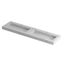 INK Pitch Wastafel Keramische Slab Bak Dubbel met Drain en Front en Side Skirts 2 Kraangaten - 1800x450x90 mm - Calacatta Mat - thumbnail