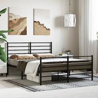 Bedframe met hoofd- en voeteneinde metaal zwart 140x200 cm - thumbnail