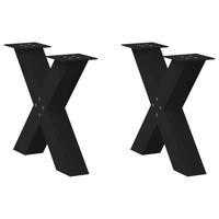 Salontafelpoten 2 st X-vormig 50x(42-43) cm staal zwart - thumbnail