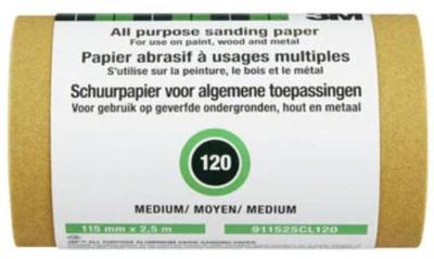 3M aluminium oxide schuurrol medium - P120 - 115mmx2.5m - 911525CL120