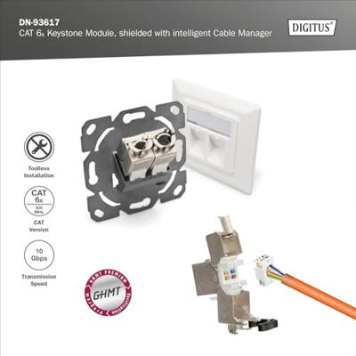 Digitus DN-93617 RJ45-inbouwmodule Keystone CAT 6A 1 stuk(s) Digitus DN-93617 RJ45-inbouwmodule Keystone CAT 6A 1 stuk(s)