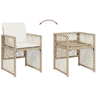 Tuinstoelen 4 st met kussens poly rattan beige - thumbnail