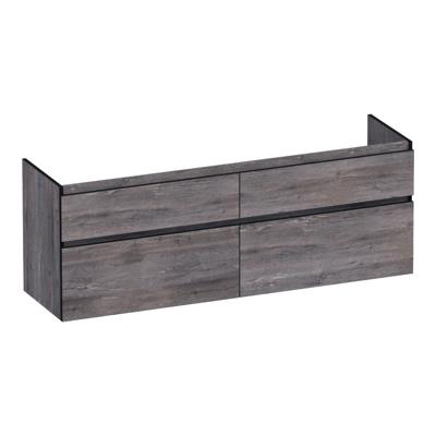 Brauer Delight Edge - Onderkast - 160 cm - met 4 Softclose Lades Greeploos en 2 Sifon Uitsparingen - Driftwood