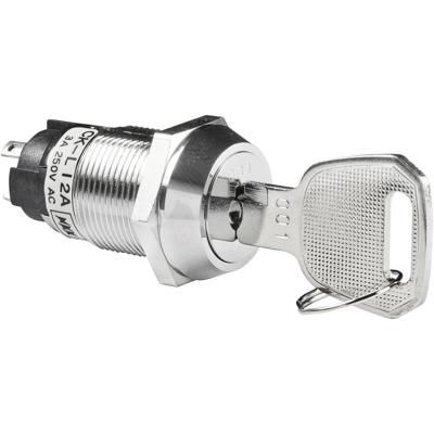 NKK Switches CKL12AFW01 CKL12AFW01 Sleutelschakelaar 250 V/AC 3 A 1x aan/aan 1 x 90 ° 1 stuk(s)