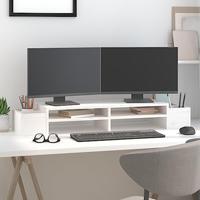 Monitorstandaard 100x27,5x15 cm massief grenenhout wit - thumbnail