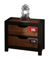 Vipack nachtkastje Alex - 2 lades - bruin/zwart - Leen Bakker - thumbnail