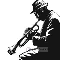 Afbeelding op acrylglas - Jazz player in zwart en wit - thumbnail
