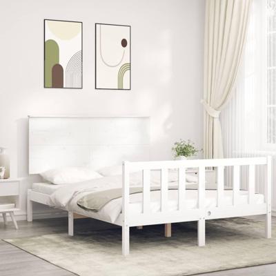 Bedframe zonder matras massief grenenhout wit 140x190 cm Bedframe zonder matras massief grenenhout wit 140x190 cm