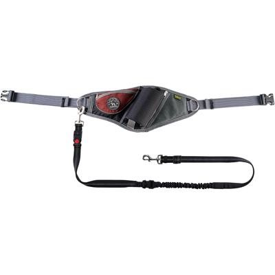Hunter Belt pouch with anti-jerk leash Jasper Grijs, Rood Hond Handsfree riem Hunter Belt pouch with anti-jerk leash Jasper Grijs, Rood Hond Handsfree riem