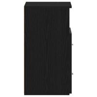 Nachtkast met lade Zwart eiken 50 x 32 x 60cm Bewerkt hout - thumbnail