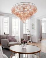 Amberglazen hanglamp met 8 E27 fittingen ByRydens &apos;Gross Giant" - thumbnail