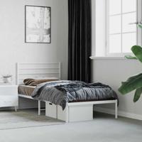 Bedframe met hoofdbord metaal wit 100x200 cm - thumbnail