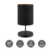 Scandinavische stijl Tafellamp - Corduroy Lampenkap - Cilinder - Black - ø20 x 40 cm - E27 Fitting - Geschikt voor Woonkamers en slaapkamers - Met schakelaar - thumbnail