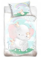 Olifant dekbedovertrek lichtblauw 140 x 200 cm Katoen - thumbnail