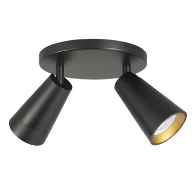 Highlight SpotPetunia zwart met goud 2-lichts rond - S7136.01