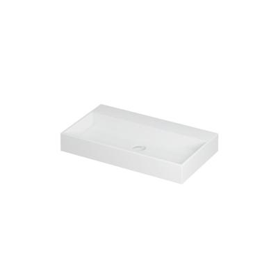 INK United Wastafel Porselein Zonder Kraangat incl. Porseleinen Click Plug en Verborgen Overloop Systeem - 800x450x110 mm - Mat Wit
