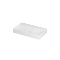 INK United Wastafel Porselein Zonder Kraangat incl. Porseleinen Click Plug en Verborgen Overloop Systeem - 800x450x110 mm - Mat Wit - thumbnail
